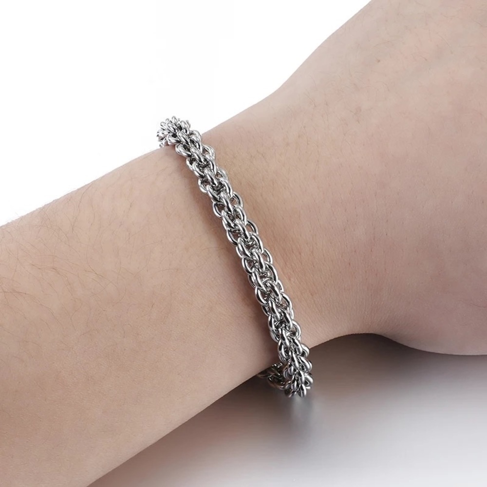 Vintage Stainless Steel Link Chain Bracelet - Picture 4 of 6